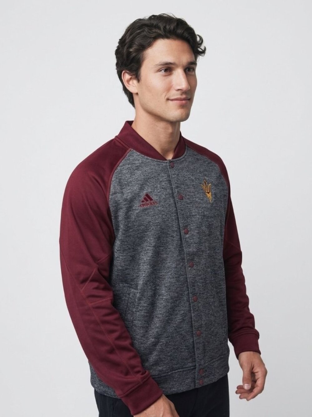 Adidas Arizona State Sun Devils Logo Gray & Maroon Collegiate Jacket Mens XL Sna